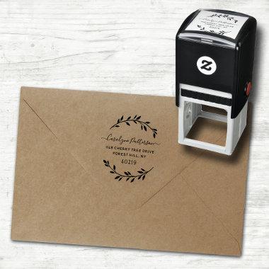 Stylish Wreath Custom Name & Address Self-inking Stamp