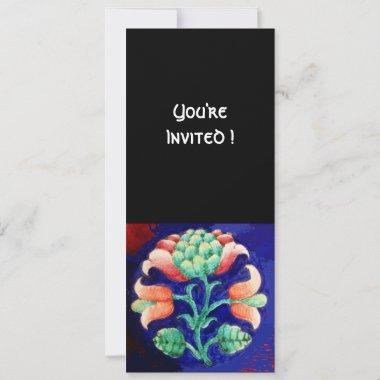 STYLIZED FLOWER/PINK RED GREEN ORANGE BLUE FLORAL Invitations