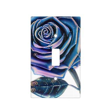 Stylized Oversized Rose - Blue Midnight Light Switch Cover