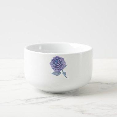 Stylized Oversized Rose - Dusty Blue Soup Mug