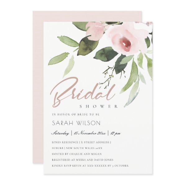 SUBTLE COLOR WASH BLUSH PINK FLORAL BRIDAL SHOWER Invitations