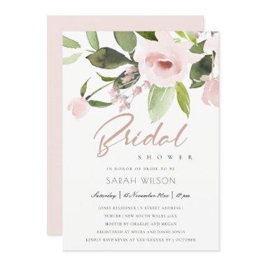 SUBTLE COLOR WASH BLUSH PINK FLORAL BRIDAL SHOWER Invitations