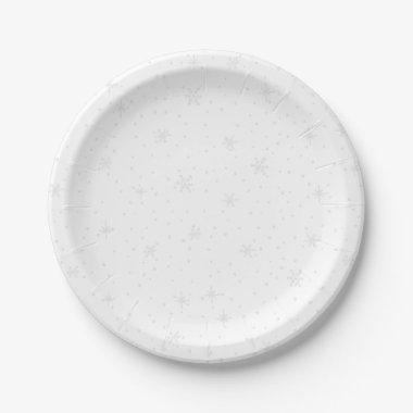Subtle gray and white snowflake party ware paper plates