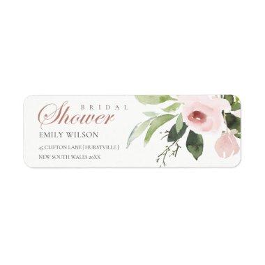 SUBTLE SOFT BLUSH PINK ROSE BRIDAL SHOWER ADDRESS LABEL