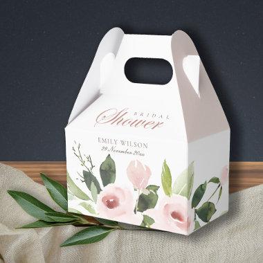 SUBTLE SOFT BLUSH PINK ROSE FLORAL BRIDAL SHOWER FAVOR BOXES