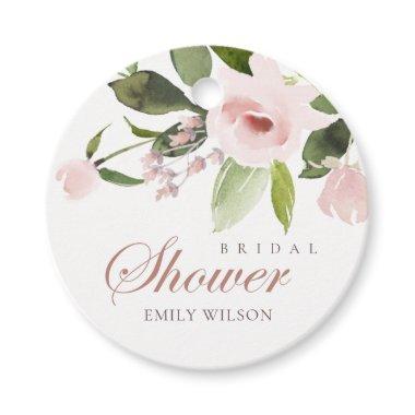 SUBTLE SOFT BLUSH PINK ROSE FLORAL BRIDAL SHOWER FAVOR TAGS