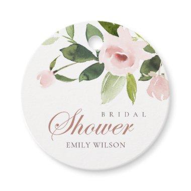 SUBTLE SOFT BLUSH PINK ROSE FLORAL BRIDAL SHOWER FAVOR TAGS