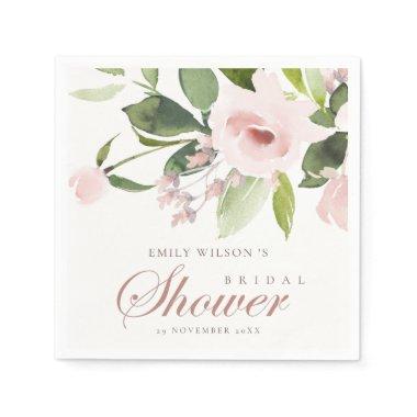 SUBTLE SOFT BLUSH PINK ROSE FLORAL  NAPKINS