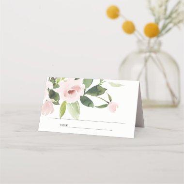 SUBTLE SOFT BLUSH PINK ROSE FLORAL BRIDAL SHOWER PLACE Invitations