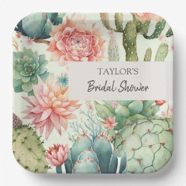 Succulent and Cactus Flowers Paper Plates