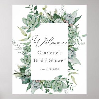 Succulent and Eucalyptus Bridal Shower Welcome Poster