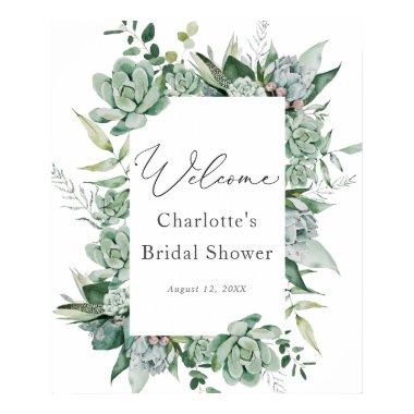 Succulent and Eucalyptus Bridal Shower Welcome Poster