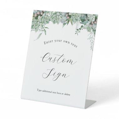 Succulent and Eucalyptus Greenery Custom Text Sign