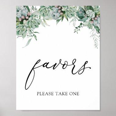Succulent and Eucalyptus Greenery Favors Sign