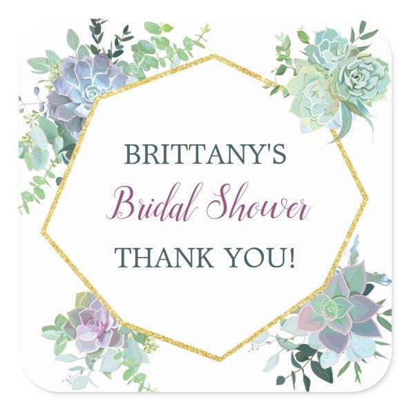 Succulent Bridal Shower Favor Sticker