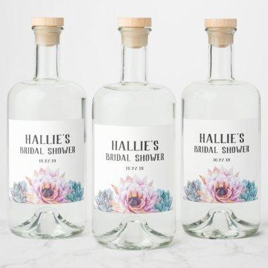 Succulent Bridal Shower Liquor Bottle Label