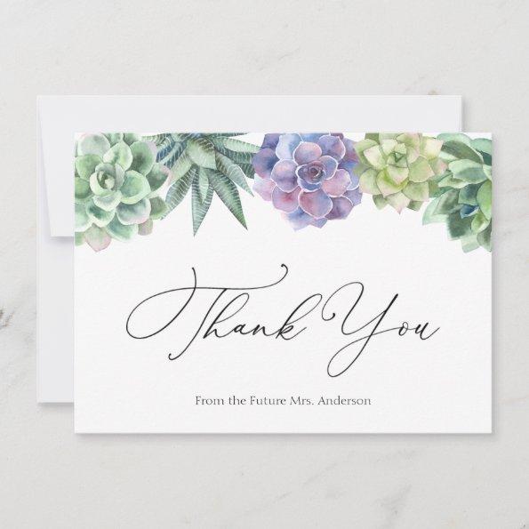 Succulent Bridal Shower Thank You Note Invitations