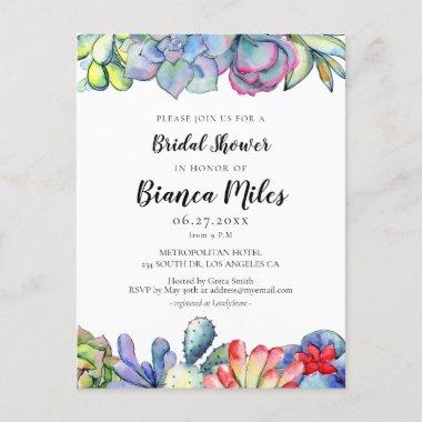 Succulent cactus Bridal shower Invitation PostInvitations