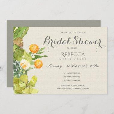 SUCCULENT CACTUS FLORAL GARDEN Bridal Shower Invitations