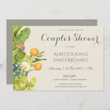 SUCCULENT CACTUS FLORAL GARDEN COUPLES SHOWER Invitations