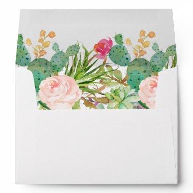 Succulent Cactus Floral & Return Address for Envelope
