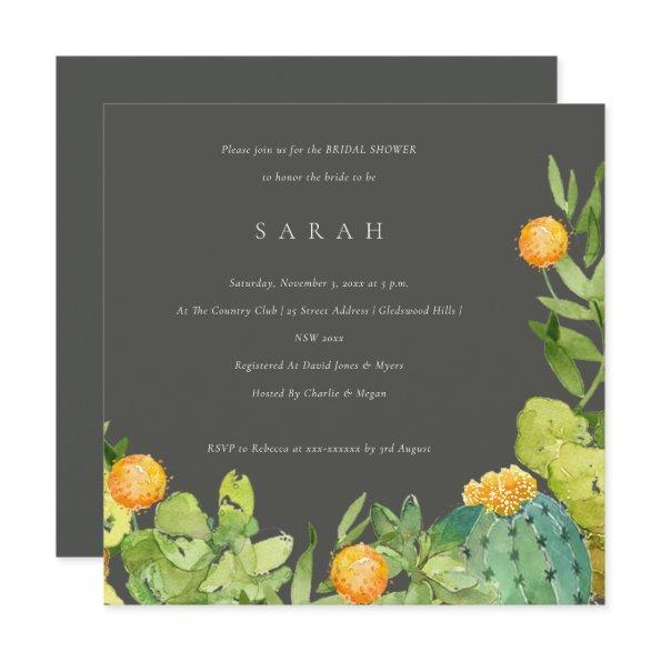 SUCCULENT CACTUS FLORAL WATERCOLOR BRIDAL SHOWER Invitations