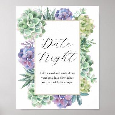Succulent Date Night Ideas Bridal Shower Sign