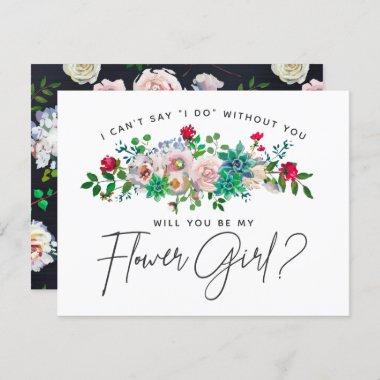 Succulent Floral Flower Girl Invitations