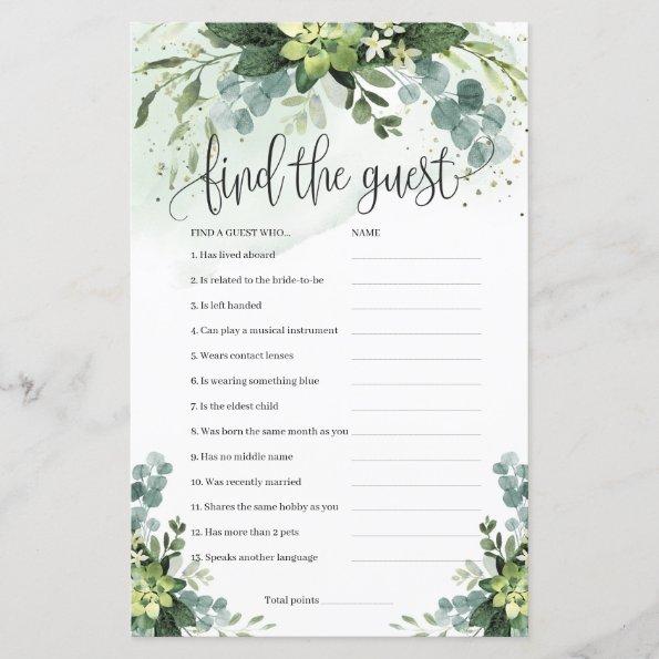 Succulent floral greenery find the guest game