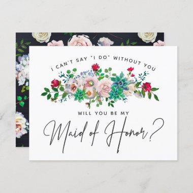 Succulent Floral Maid of Honor Invitations