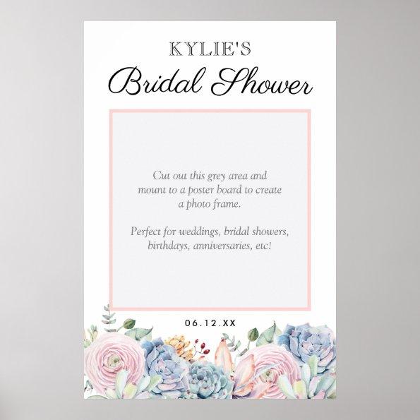 Succulent Floral Wedding Bridal Party Photo Prop Poster
