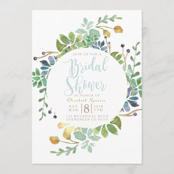 Succulent Garden Circle | Watercolor Bridal Shower Invitations