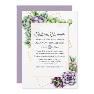 Succulent Geometric Virtual Bridal Shower Invitations