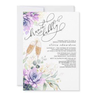 Succulent Greenery Brunch and Bubbly Bridal Shower Invitations