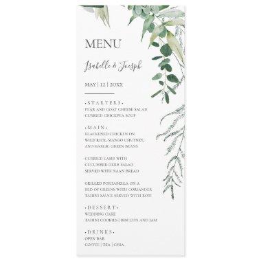 Succulent Greenery Dark Green Wedding Dinner Menu