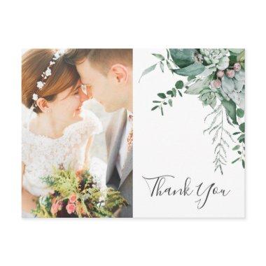 Succulent Greenery Front and Back Photo Thank you Post