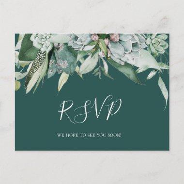 Succulent Greenery | Green Wedding RSVP PostInvitations