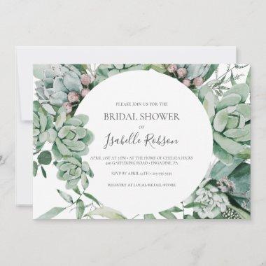 Succulent Greenery | Horizontal Bridal Shower Invi Invitations