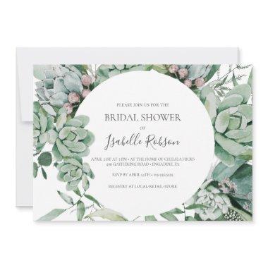 Succulent Greenery | Horizontal Bridal Shower Invi Invitations