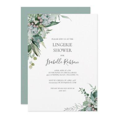 Succulent Greenery | Sage Green Lingerie Shower Invitations