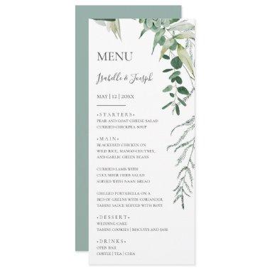 Succulent Greenery Sage Green Wedding Dinner Menu