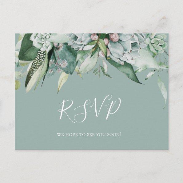 Succulent Greenery | Sage Wedding RSVP PostInvitations