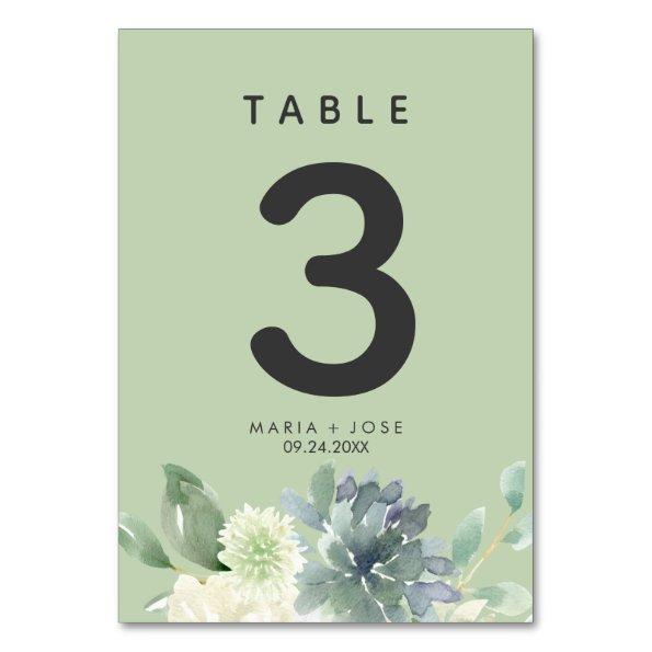 Succulent Greenery Table Number