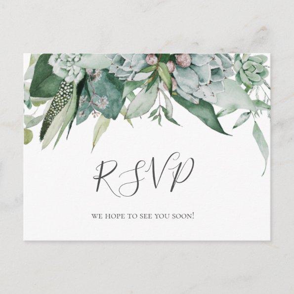 Succulent Greenery | Wedding RSVP PostInvitations