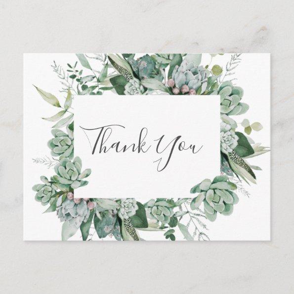 Succulent Greenery | Wedding Thank You PostInvitations