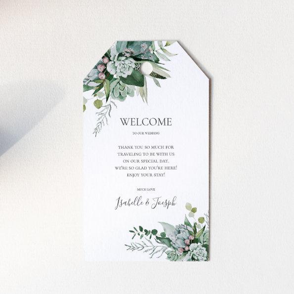 Succulent Greenery | Wedding Welcome Gift Tags