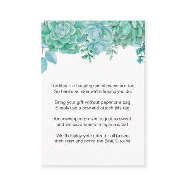 Succulent No Wrap Bridal Shower request tag 3961 Enclosure Invitations