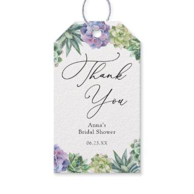Succulent Thank You Bridal Shower Gift Tags