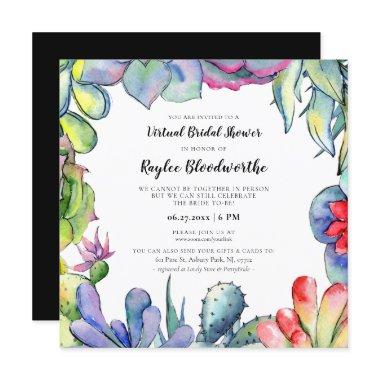 Succulents and cactus Virtual Bridal shower Invitations