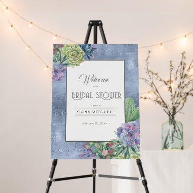 Succulents and Sparkle Shower Welcome V1 Bl ID515 Foam Board